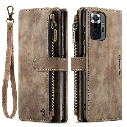 Custodia Portafoglio In Pelle Cover con Supporto C03S per Xiaomi Redmi Note 10 Pro Max Marrone