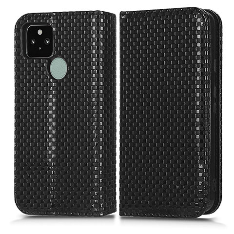 Custodia Portafoglio In Pelle Cover con Supporto C03X per Google Pixel 5 Nero