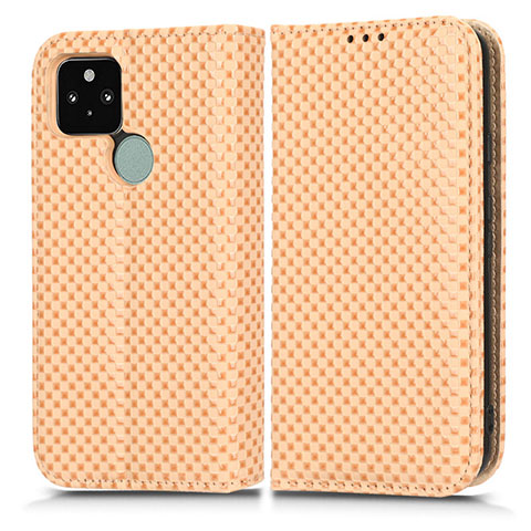 Custodia Portafoglio In Pelle Cover con Supporto C03X per Google Pixel 5 Oro