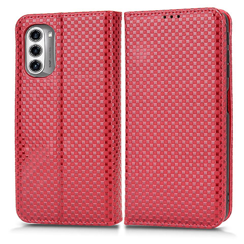 Custodia Portafoglio In Pelle Cover con Supporto C03X per Motorola Moto G52j 5G Rosso