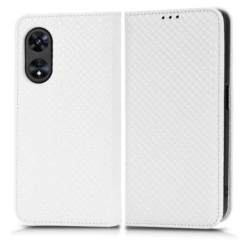 Custodia Portafoglio In Pelle Cover con Supporto C03X per Oppo A58 5G Bianco