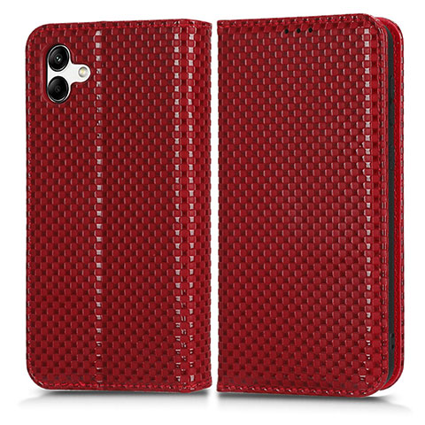 Custodia Portafoglio In Pelle Cover con Supporto C03X per Samsung Galaxy M04 Rosso