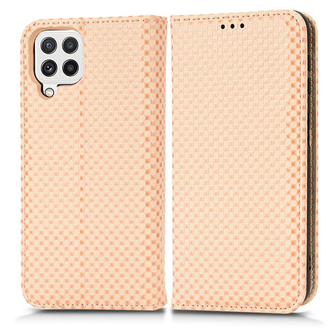 Custodia Portafoglio In Pelle Cover con Supporto C03X per Samsung Galaxy M22 4G Oro