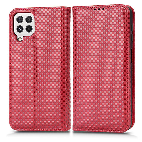 Custodia Portafoglio In Pelle Cover con Supporto C03X per Samsung Galaxy M22 4G Rosso