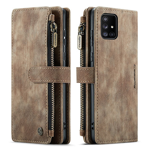 Custodia Portafoglio In Pelle Cover con Supporto C05S per Samsung Galaxy A51 5G Marrone