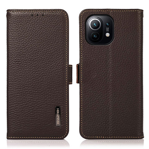 Custodia Portafoglio In Pelle Cover con Supporto C08 per Xiaomi Mi 11 Lite 5G Marrone