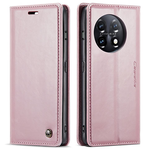Custodia Portafoglio In Pelle Cover con Supporto CS1 per OnePlus 11 5G Rosa