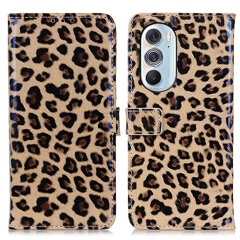 Custodia Portafoglio In Pelle Cover con Supporto D01Y per Motorola Moto Edge X30 5G Marrone