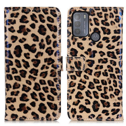 Custodia Portafoglio In Pelle Cover con Supporto D01Y per Motorola Moto G50 Marrone