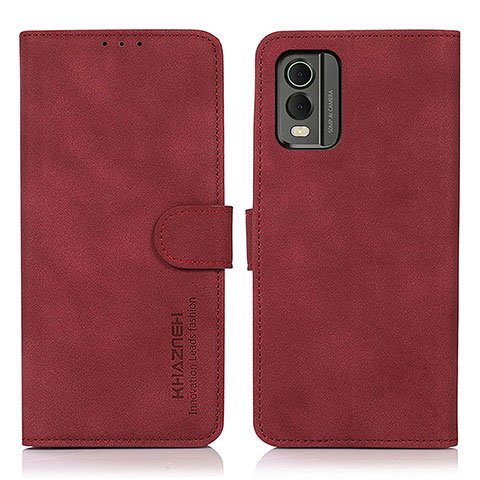 Custodia Portafoglio In Pelle Cover con Supporto D01Y per Nokia C210 Rosso