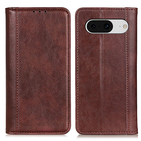 Custodia Portafoglio In Pelle Cover con Supporto D03Y per Google Pixel 8 5G Marrone