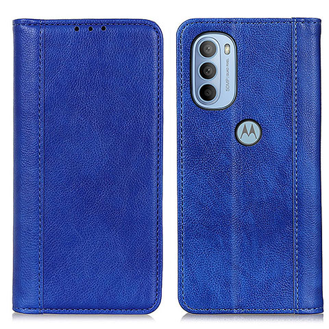 Custodia Portafoglio In Pelle Cover con Supporto D03Y per Motorola Moto G31 Blu