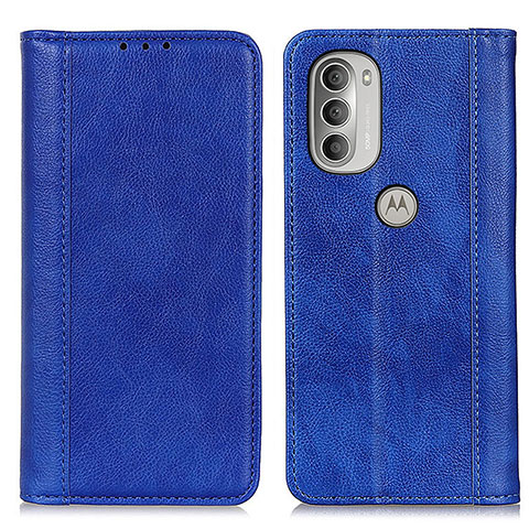 Custodia Portafoglio In Pelle Cover con Supporto D03Y per Motorola Moto G51 5G Blu