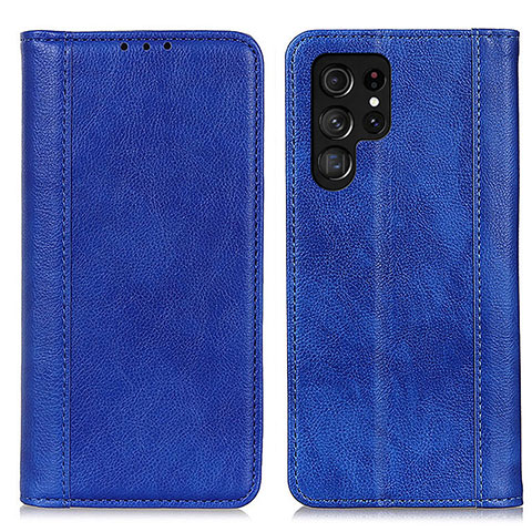 Custodia Portafoglio In Pelle Cover con Supporto D03Y per Samsung Galaxy S21 Ultra 5G Blu