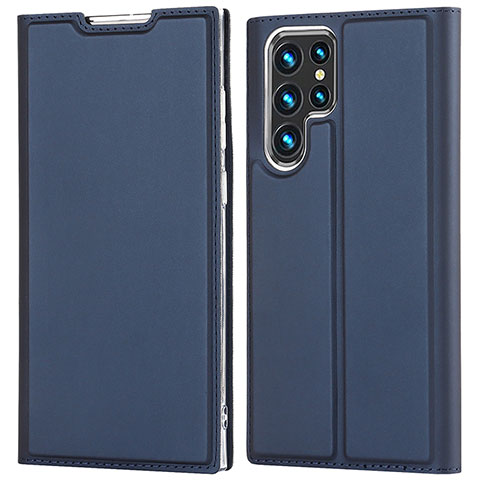 Custodia Portafoglio In Pelle Cover con Supporto D05T per Samsung Galaxy S21 Ultra 5G Blu