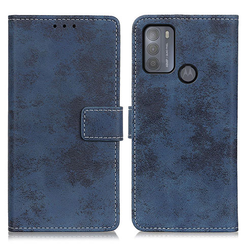 Custodia Portafoglio In Pelle Cover con Supporto D05Y per Motorola Moto G50 Blu