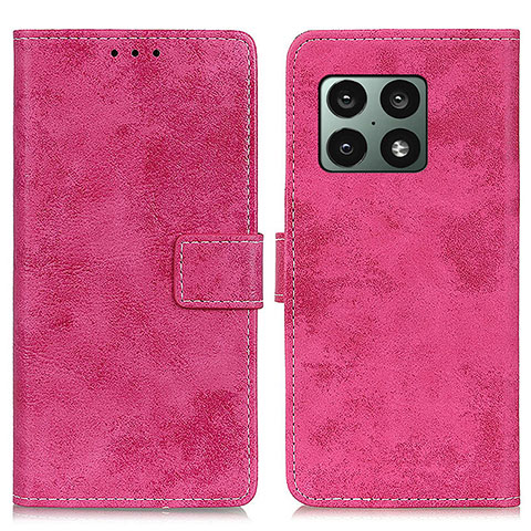 Custodia Portafoglio In Pelle Cover con Supporto D05Y per OnePlus 10 Pro 5G Rosa Caldo