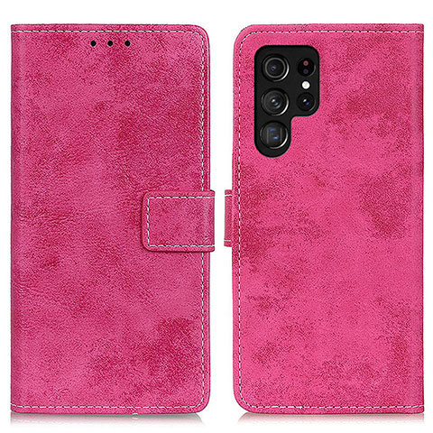 Custodia Portafoglio In Pelle Cover con Supporto D05Y per Samsung Galaxy S22 Ultra 5G Rosa Caldo