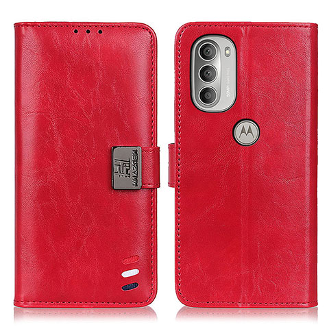Custodia Portafoglio In Pelle Cover con Supporto D06Y per Motorola Moto G51 5G Rosso