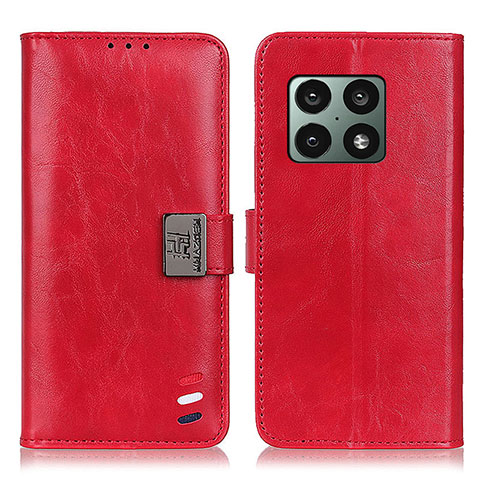 Custodia Portafoglio In Pelle Cover con Supporto D07Y per OnePlus 10 Pro 5G Rosso