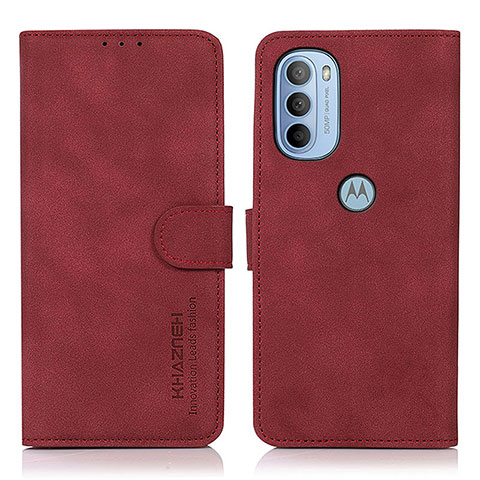 Custodia Portafoglio In Pelle Cover con Supporto D08Y per Motorola Moto G31 Rosso