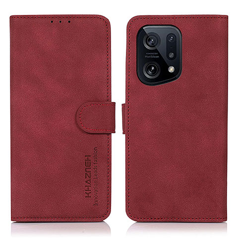 Custodia Portafoglio In Pelle Cover con Supporto D08Y per Oppo Find X5 5G Rosso