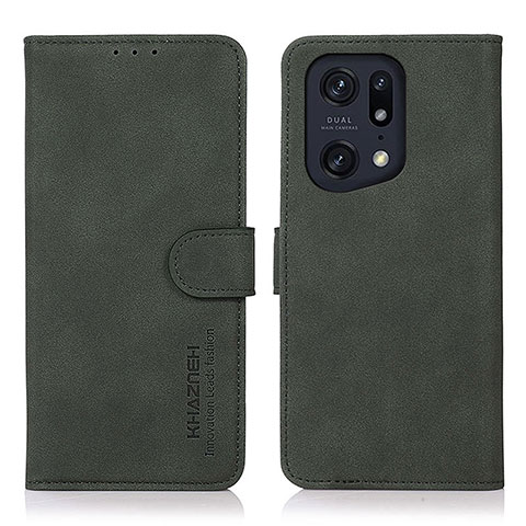 Custodia Portafoglio In Pelle Cover con Supporto D08Y per Oppo Find X5 Pro 5G Verde