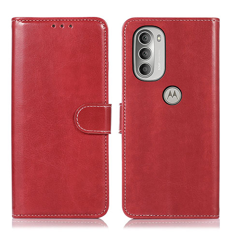 Custodia Portafoglio In Pelle Cover con Supporto D10Y per Motorola Moto G51 5G Rosso