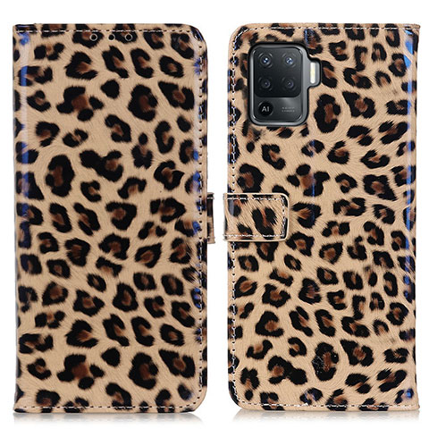 Custodia Portafoglio In Pelle Cover con Supporto DY01 per Oppo Reno5 F Marrone