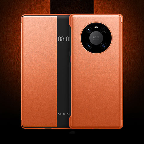 Custodia Portafoglio In Pelle Cover con Supporto F04 per Huawei Mate 40 Pro Arancione