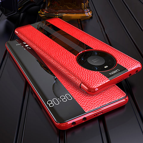 Custodia Portafoglio In Pelle Cover con Supporto F05 per Huawei Mate 40 Pro Rosso
