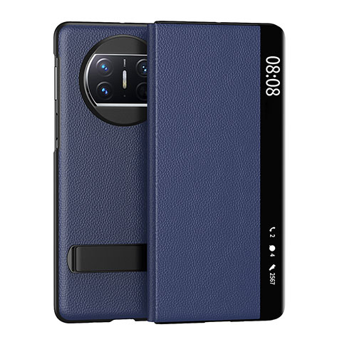 Custodia Portafoglio In Pelle Cover con Supporto GS1 per Huawei Mate X5 Blu