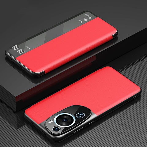 Custodia Portafoglio In Pelle Cover con Supporto GS1 per Huawei P60 Art Rosso
