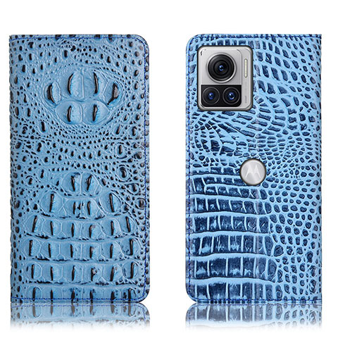 Custodia Portafoglio In Pelle Cover con Supporto H01P per Motorola Moto Edge X30 Pro 5G Cielo Blu