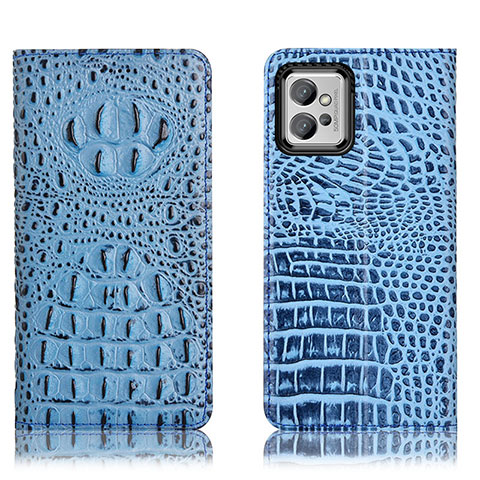 Custodia Portafoglio In Pelle Cover con Supporto H01P per Motorola Moto G32 Cielo Blu