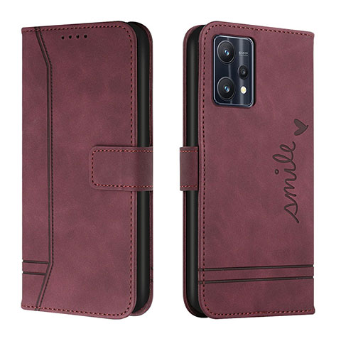 Custodia Portafoglio In Pelle Cover con Supporto H01X per Realme 9 Pro 5G Rosso