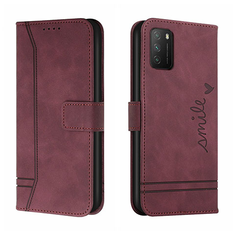 Custodia Portafoglio In Pelle Cover con Supporto H01X per Xiaomi Poco M3 Rosso