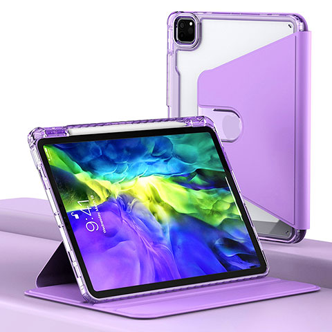 Custodia Portafoglio In Pelle Cover con Supporto H02 per Apple iPad Pro 11 (2020) Viola