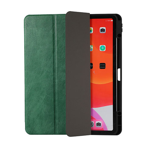 Custodia Portafoglio In Pelle Cover con Supporto H02 per Apple iPad Pro 12.9 (2020) Verde