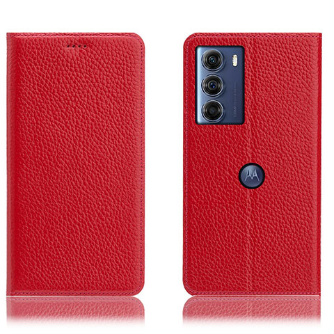 Custodia Portafoglio In Pelle Cover con Supporto H02P per Motorola Moto Edge S30 5G Rosso