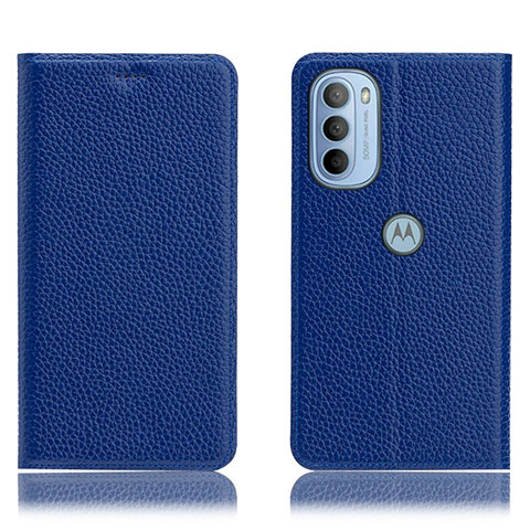 Custodia Portafoglio In Pelle Cover con Supporto H02P per Motorola Moto G31 Blu