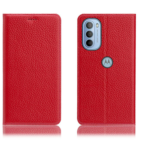 Custodia Portafoglio In Pelle Cover con Supporto H02P per Motorola Moto G41 Rosso