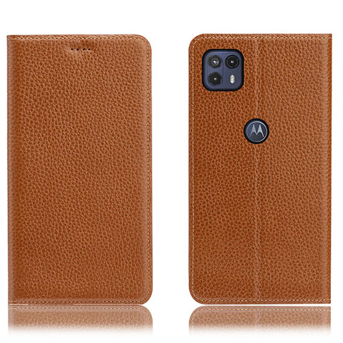 Custodia Portafoglio In Pelle Cover con Supporto H02P per Motorola Moto G50 5G Marrone Chiaro