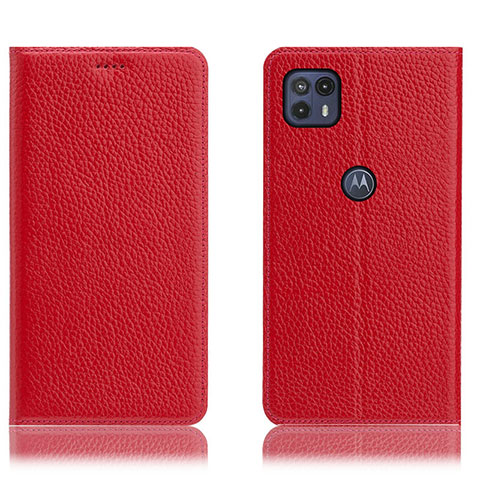 Custodia Portafoglio In Pelle Cover con Supporto H02P per Motorola Moto G50 5G Rosso