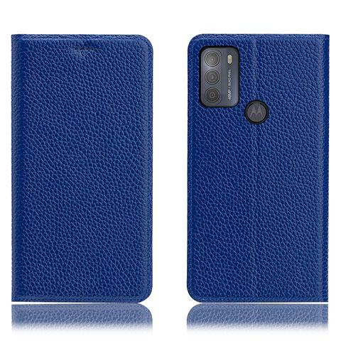 Custodia Portafoglio In Pelle Cover con Supporto H02P per Motorola Moto G50 Blu