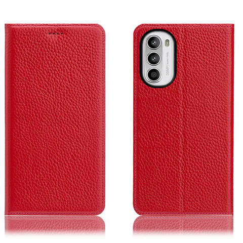 Custodia Portafoglio In Pelle Cover con Supporto H02P per Motorola MOTO G52 Rosso