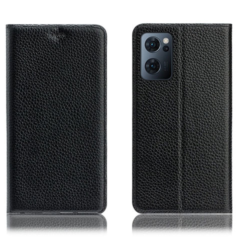 Custodia Portafoglio In Pelle Cover con Supporto H02P per Oppo Find X5 Lite 5G Nero