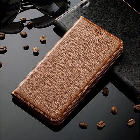 Custodia Portafoglio In Pelle Cover con Supporto H02P per Samsung Galaxy A52s 5G Marrone Chiaro