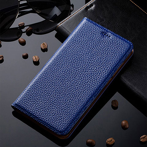 Custodia Portafoglio In Pelle Cover con Supporto H02P per Samsung Galaxy Grand Max SM-G720 Blu