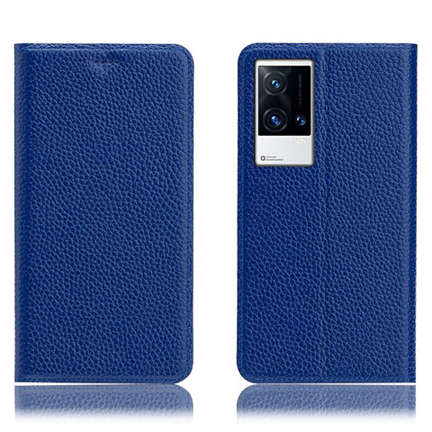 Custodia Portafoglio In Pelle Cover con Supporto H02P per Vivo iQOO 8 Pro 5G Blu